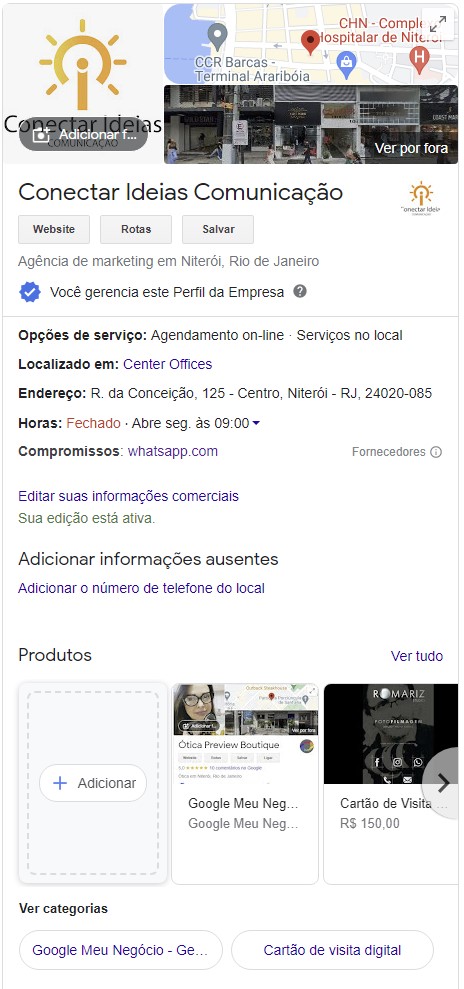 Google Meu Negócio - Ficha - Conectar Ideias Comunicação